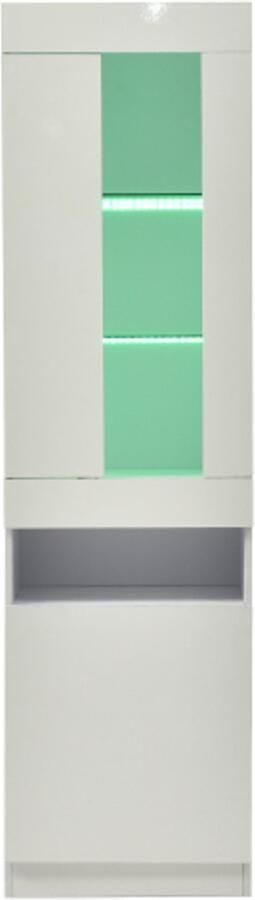 GOTAGEE Vitrinekast met 16 kleuren LED verlichting Vitrinekast Staande vitrinekast Opbergvitrinekast Kast Wit Woonkamer