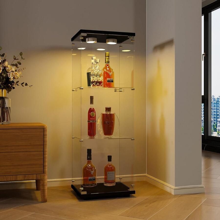 MRKLOOS Vitrinekast met Glas Vitrinekasten Woonkamer Licht en wit