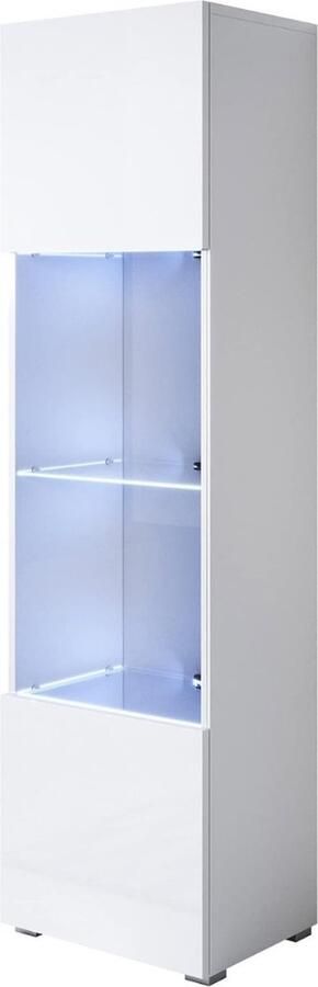 PolkaHome Vitrinekast Met Led Verlichting Vitrinekast Met Glas Vitrinekasten Woonkamer Verzamelkast Vitrine Kast Voor in de Keuken Woonkamer Eetkamer Slaapkamer – Wit 40 x 167 x 29 cm - Foto 2
