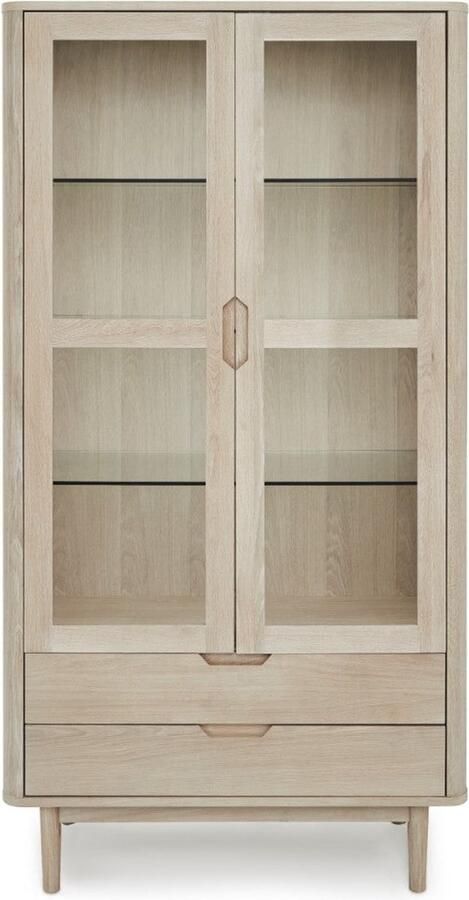 Rootz Living Rootz vitrinekast opbergeenheid massief eiken en glas duurzaam en stijlvol voldoende opbergruimte 45 cm x 100 cm x 190 cm