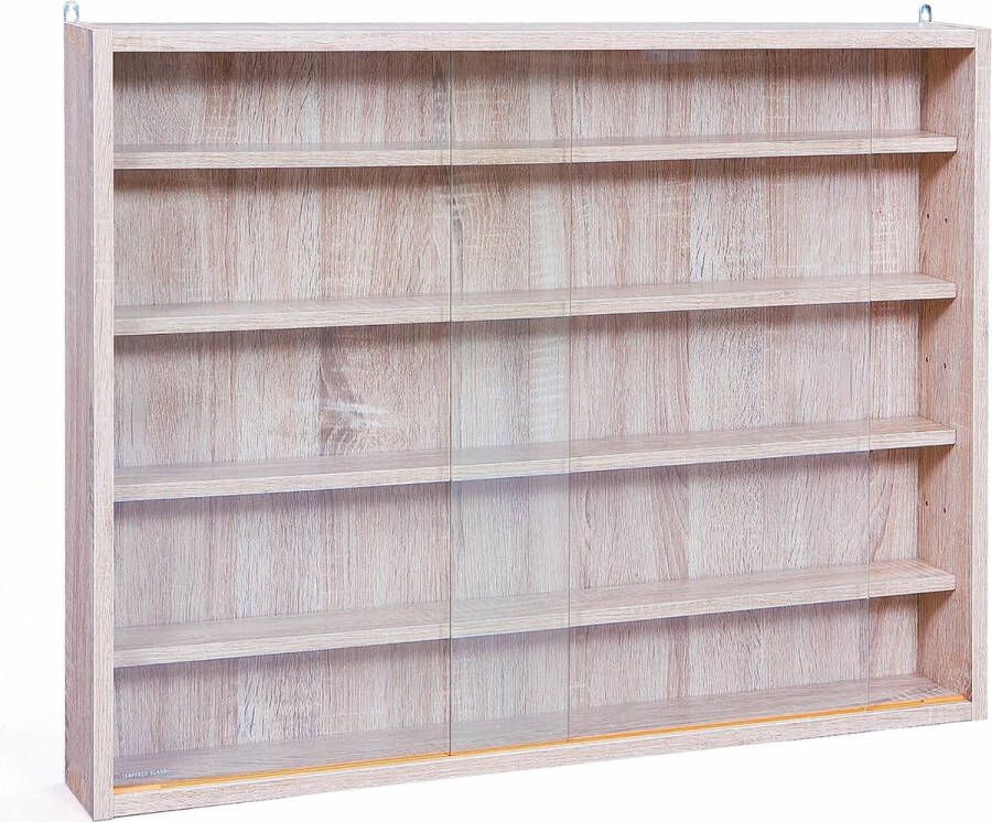 Goodivery Vitrinekast met Glas Vitrinekasten -Vitrinekast Hangend Wandvitrine Vitrine Kast 10x80x60 Sonoma Eik Replica - Foto 2