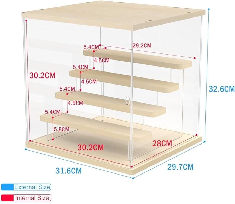 Vitrinekast voor Verzamelobjecten Hoogwaardig Acryl 1 stuk Hout en Acryl 31 7 x 29 7 x 32 6 cm