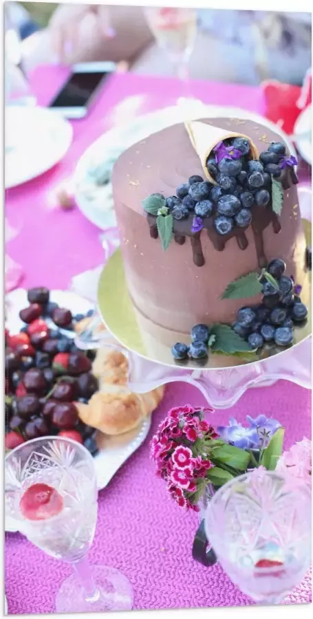 Vlag Feestelijke Tafel met Hapjes en Drankjes 50x100 cm Foto op Polyester Vlag