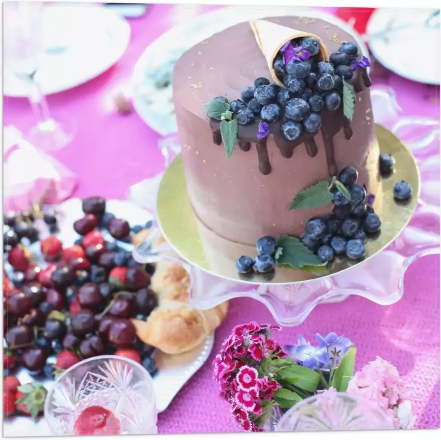 Vlag Feestelijke Tafel met Hapjes en Drankjes 50x50 cm Foto op Polyester Vlag