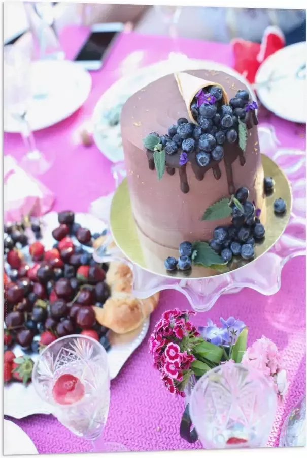 Vlag Feestelijke Tafel met Hapjes en Drankjes 50x75 cm Foto op Polyester Vlag