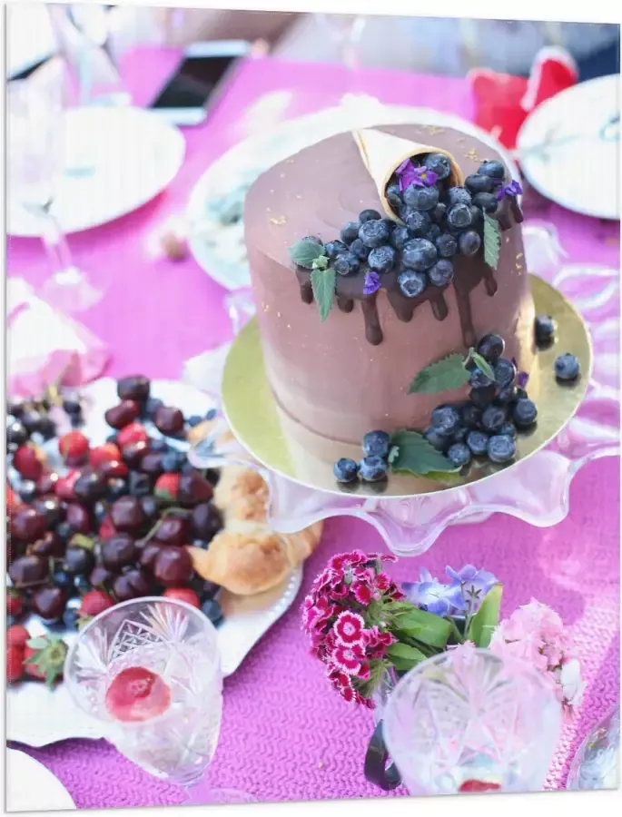 Vlag Feestelijke Tafel met Hapjes en Drankjes 75x100 cm Foto op Polyester Vlag