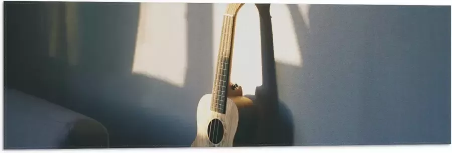 Vlag Houten Gitaar op Rand van Bank 90x30 cm Foto op Polyester Vlag