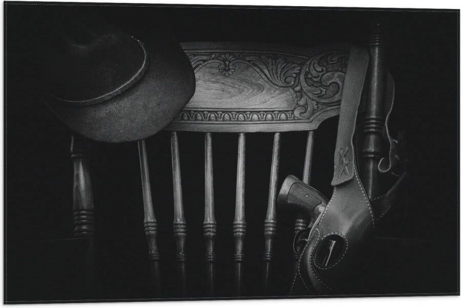 Vlag Houten Stoel met Geweer en Hoed 75x50 cm Foto op Polyester Vlag