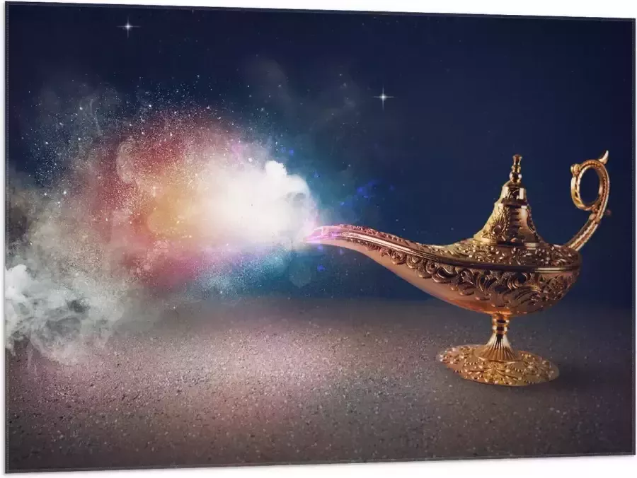 Vlag Magische Gouden Lamp met Kleurrijke Rook 100x75 cm Foto op Polyester Vlag