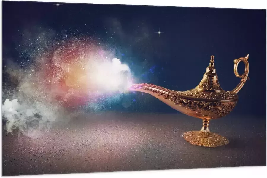 Vlag Magische Gouden Lamp met Kleurrijke Rook 150x100 cm Foto op Polyester Vlag