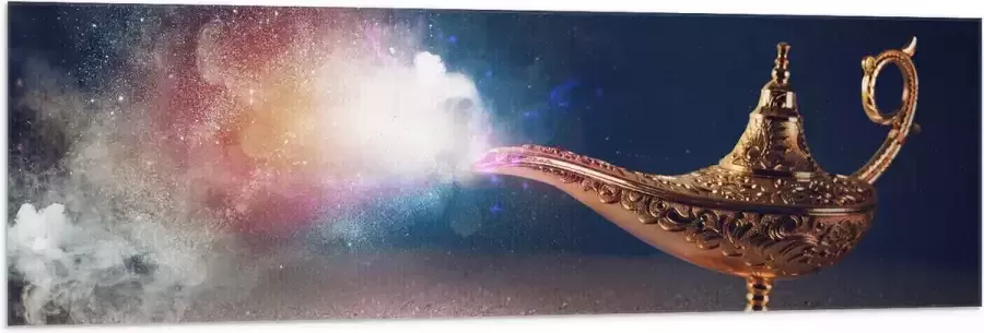 Vlag Magische Gouden Lamp met Kleurrijke Rook 150x50 cm Foto op Polyester Vlag