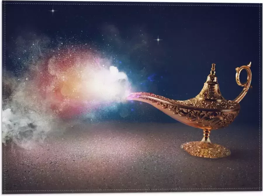 Vlag Magische Gouden Lamp met Kleurrijke Rook 40x30 cm Foto op Polyester Vlag
