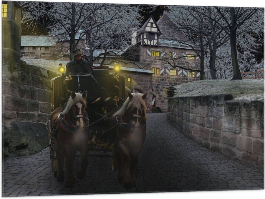 Vlag Pad Persoon Bomen Huis Dier Paarden Lampen 100x75 cm Foto op Polyester Vlag