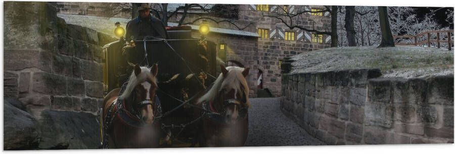 Vlag Pad Persoon Bomen Huis Dier Paarden Lampen 120x40 cm Foto op Polyester Vlag