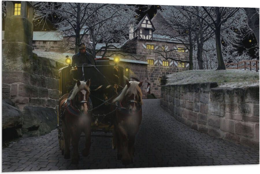 Vlag Pad Persoon Bomen Huis Dier Paarden Lampen 120x80 cm Foto op Polyester Vlag