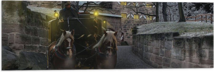 Vlag Pad Persoon Bomen Huis Dier Paarden Lampen 90x30 cm Foto op Polyester Vlag