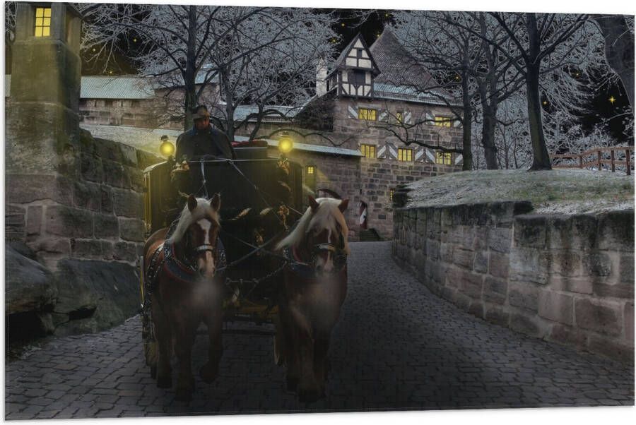 Vlag Pad Persoon Bomen Huis Dier Paarden Lampen 90x60 cm Foto op Polyester Vlag