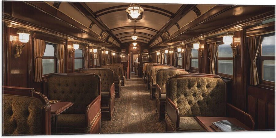 Vlag Trein Stoelen Hout Lampen 100x50 cm Foto op Polyester Vlag