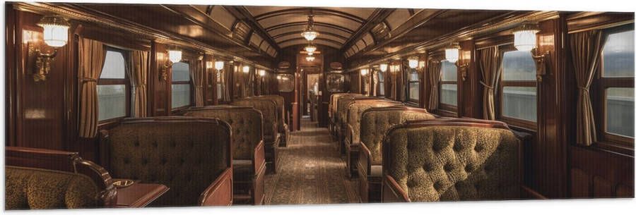 Vlag Trein Stoelen Hout Lampen 150x50 cm Foto op Polyester Vlag