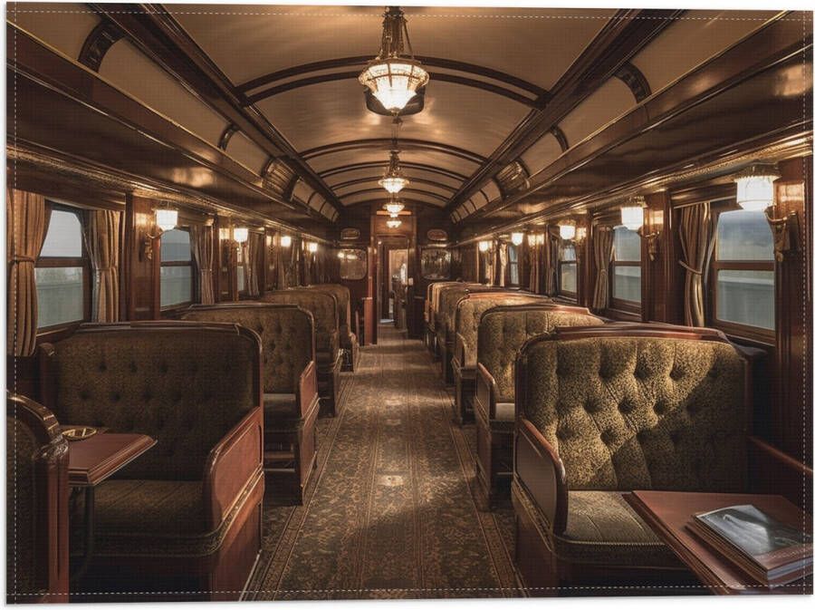 Vlag Trein Stoelen Hout Lampen 40x30 cm Foto op Polyester Vlag