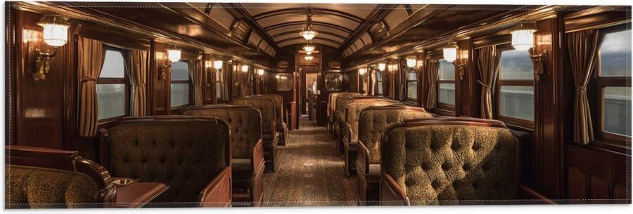 Vlag Trein Stoelen Hout Lampen 60x20 cm Foto op Polyester Vlag