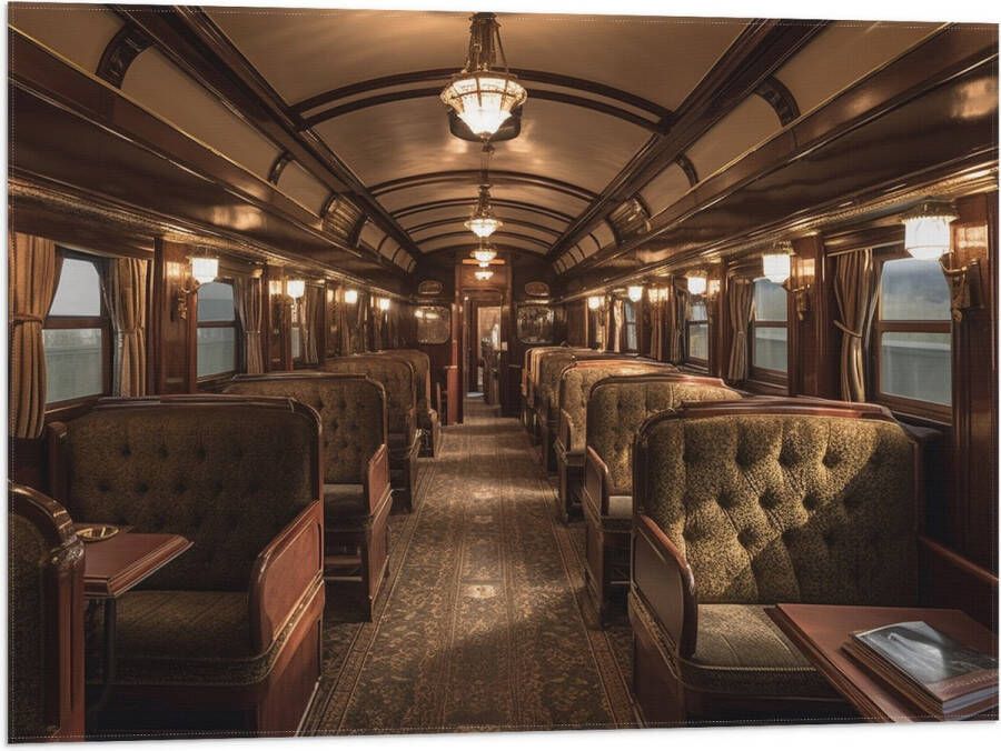 Vlag Trein Stoelen Hout Lampen 80x60 cm Foto op Polyester Vlag