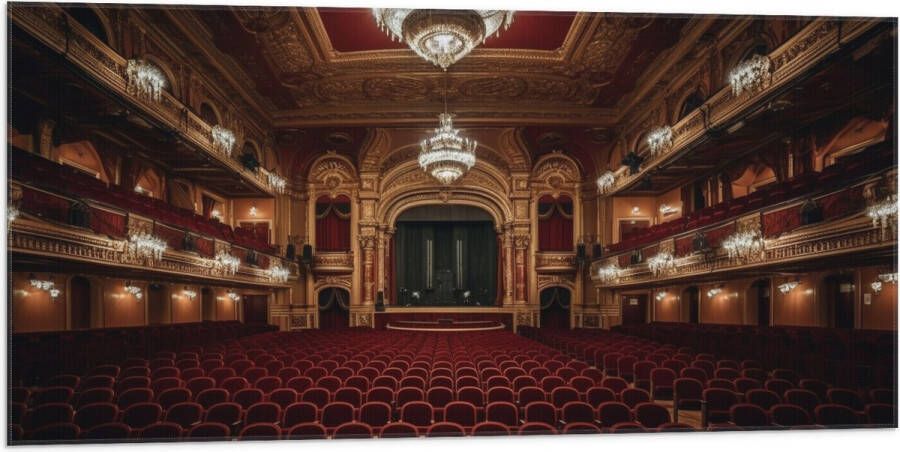 Vlag Zaal Podium Stoelen Publiek Lampen Lichten 100x50 cm Foto op Polyester Vlag