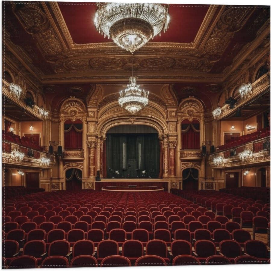 Vlag Zaal Podium Stoelen Publiek Lampen Lichten 50x50 cm Foto op Polyester Vlag