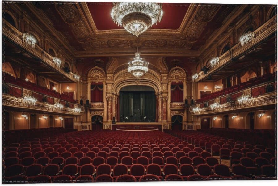 Vlag Zaal Podium Stoelen Publiek Lampen Lichten 60x40 cm Foto op Polyester Vlag