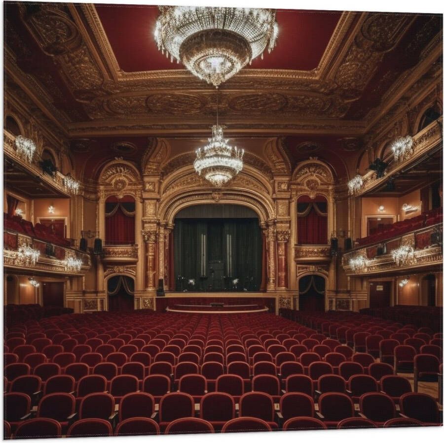 Vlag Zaal Podium Stoelen Publiek Lampen Lichten 80x80 cm Foto op Polyester Vlag