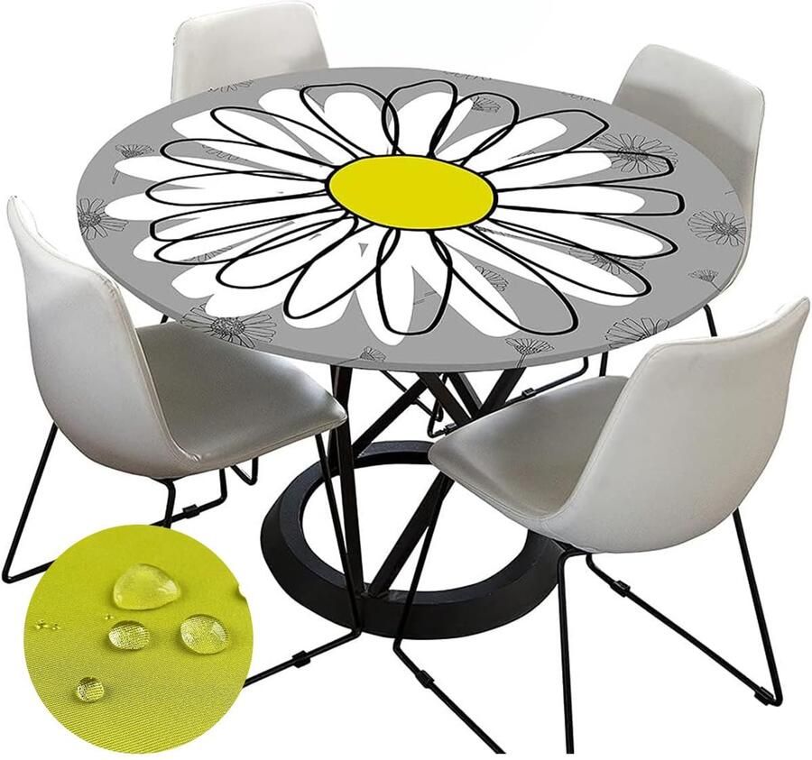 Vlekbestendig tafelkleed elastisch en waterdicht geschikt voor ronde tafels