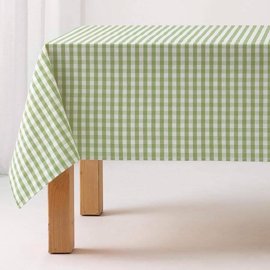 Vlekbestendig tafelkleed rechthoekig lichtgroen 140 x 180 cm katoen