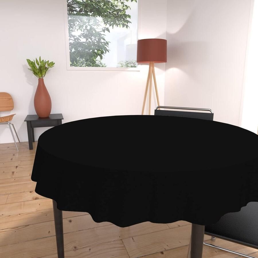 Vlekbestendig tafelkleed rond 180 cm zwart
