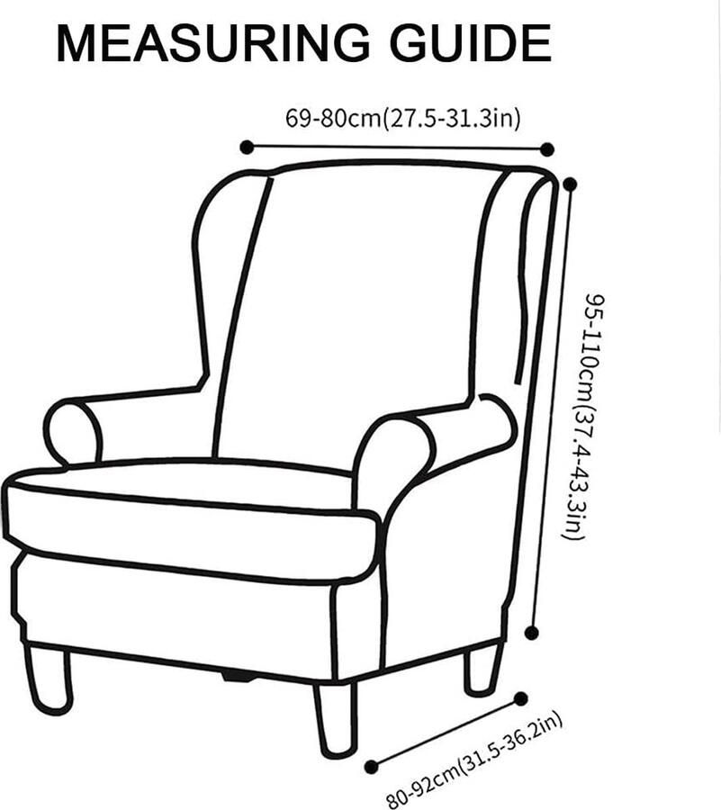 Vleugelstoel hoezen 2-delige stretch vleugelstoel hoes modieuze effen kleur fluwelen Strandmon bankhoes meubelbeschermer voor fauteuils voor woonkamer slaapkamer of hotel groen (Matcha)