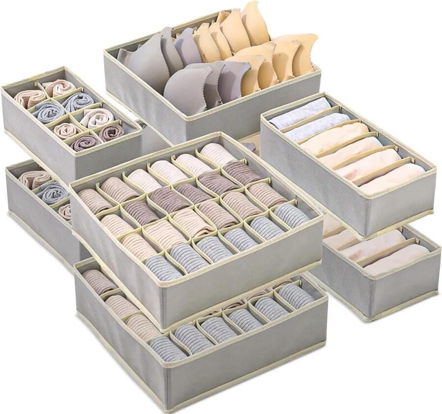 Vliesopslag lade-organizer 8 stuks voor ondergoed beha's en sokken grijs