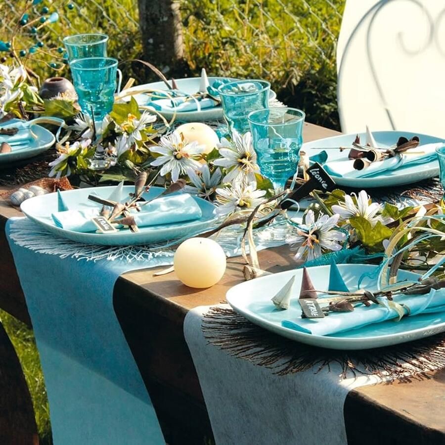 Vliesstof tafelloper grijs 30 cm breed 25 m lang