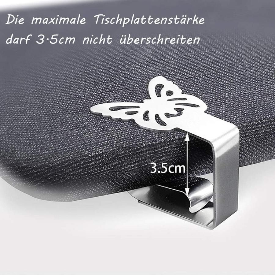 Vlindermotieven tafelklem 8 stuks tafelklemmers van roestvrij staal roestbestendig antislip winddicht tafelkleed clips aan je tafelblad tot 3 5 cm dik