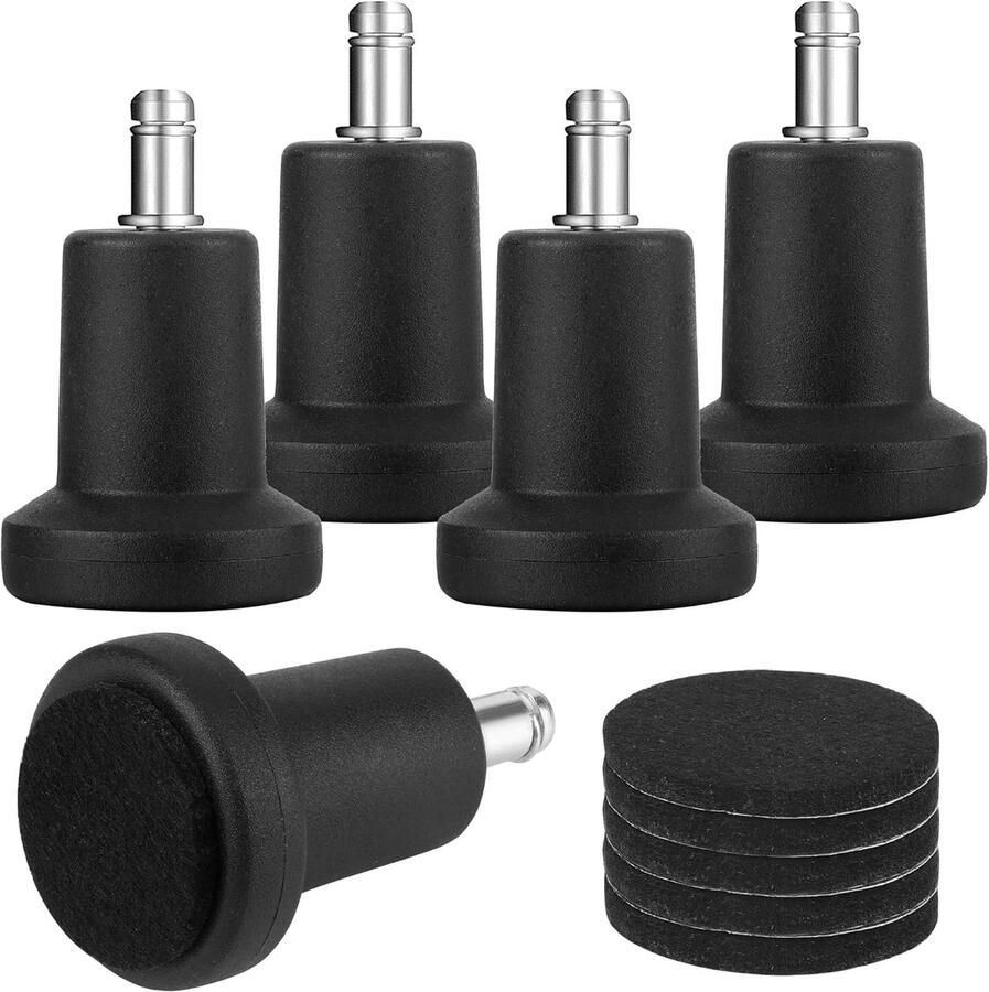 Vloer Slides 5 Pack 2 Inch Office Chair Glides Set van 5 Vloer Sliders voor Kantoorstoel 11 mm x 22 mm Zwart Vervangende Kantoorstoel Wielen met Vilt Pads Voet Slides