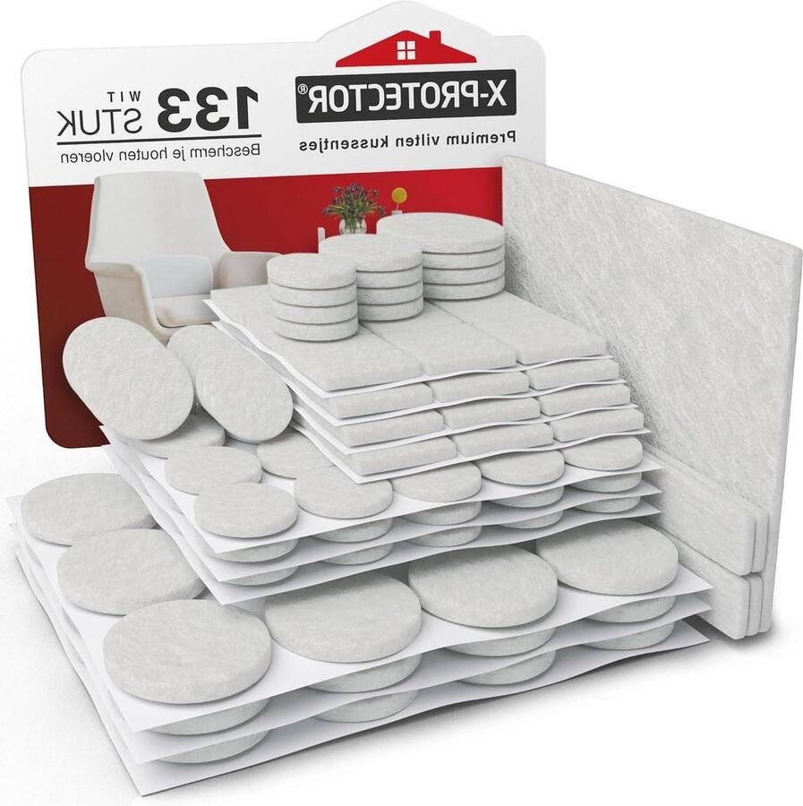 Vloerbeschermers 133 stuks Witte- Vilten Pads voor Stoelpoten Enorme Hoeveelheid Vloerbescherming Bescherming Meubilair Pads Vloerbeschermer