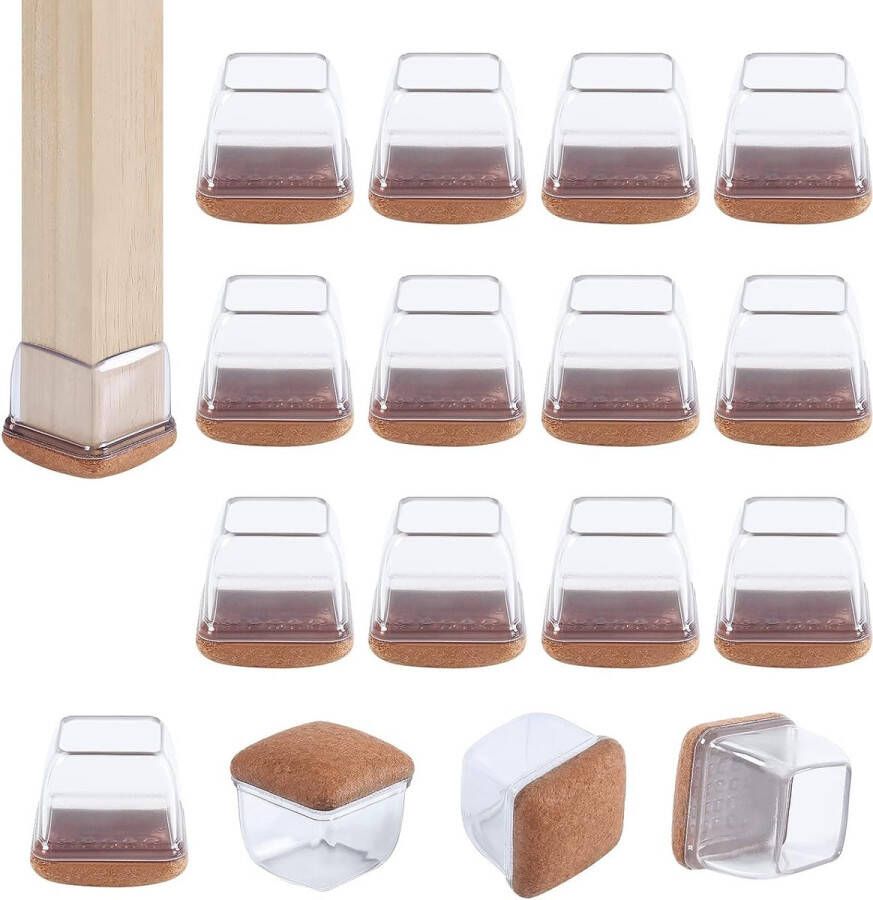 Vloerbeschermers voor stoelpoten 16 stuks stoelpootdoppen met omwikkeld vilt voetbekers voor meubelpoten vrij bewegende tafelpoothoezen geen krassen stoelpoothoezen