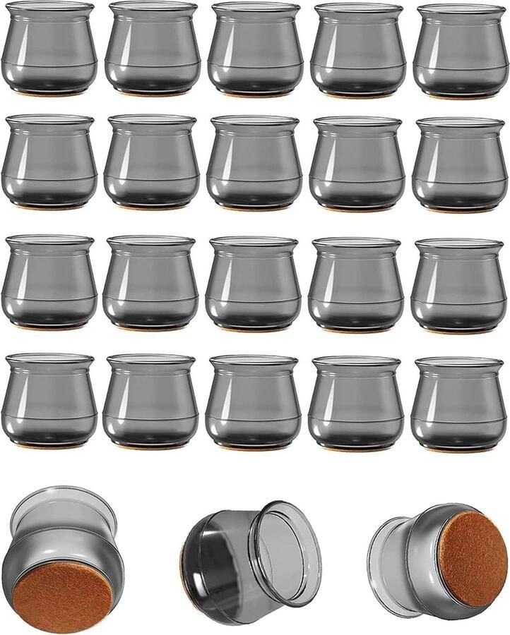 Vloerbescherming transparante viltglijders 20 stuks voor tafel bureau stoel meubelpoten rubberen voetkappen stoelvoetafdekkingen ronde meubelglijders