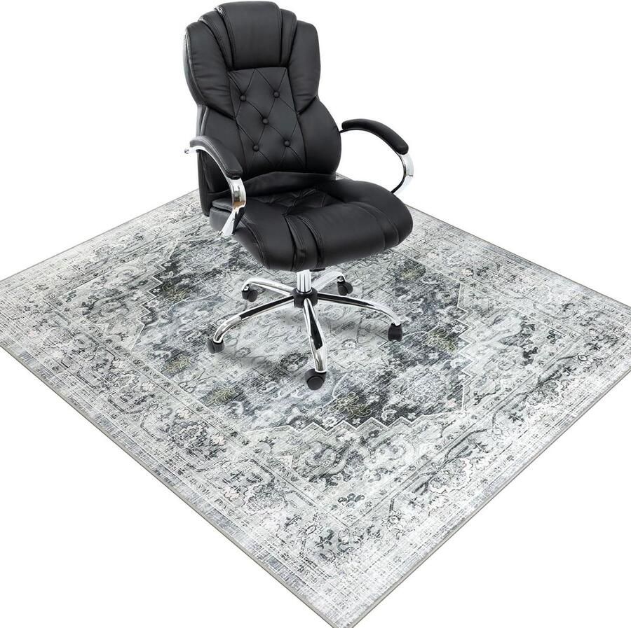 Vloerbeschermingsmat 120 x 150 cm Stoelmatten voor hardhouten vloeren Boho bureaustoelmat Harde vloeren antislip bureautapijt Bureaustoel Grijs Bescherming Kantoor Design