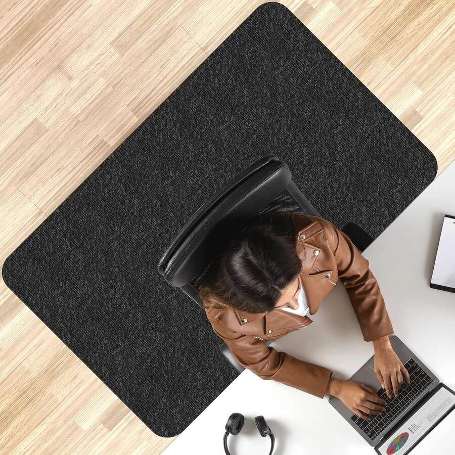 Vloerbeschermingsmat voor Bureaustoelen 90 x 140 cm Zwart Krasbestendig en Antislip
