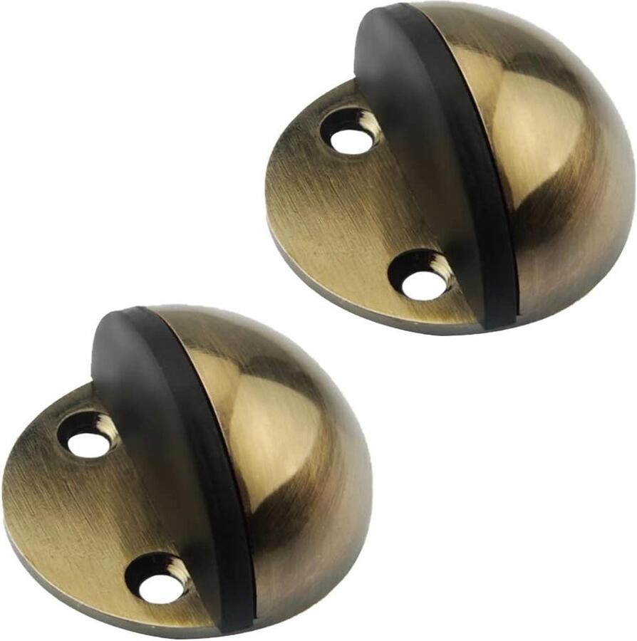 Vloerdeurstoppers 2 stuks ovale halve maan deurstops roestvrij stalen wandbeschermer met rubberen bufferpad voor thuis en op kantoor Brons