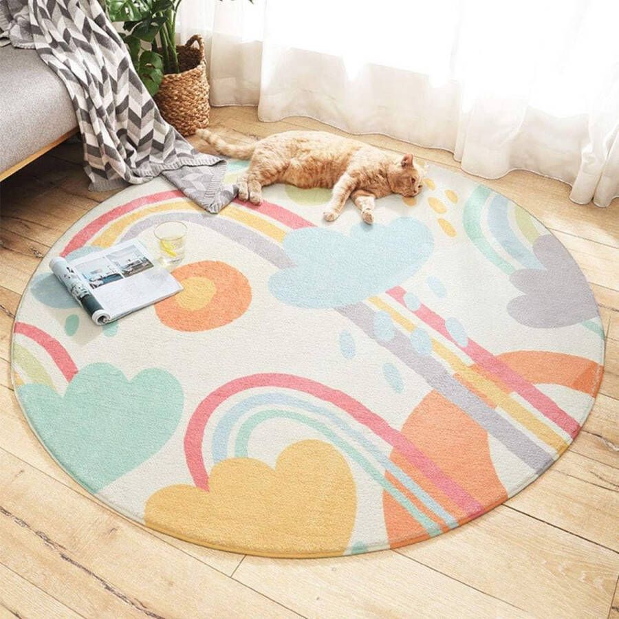 Vloerkleden modern designer voor woonkamer kindertapijt pluizige ronde grote beschermmatten wasbare matten kindermat voor babykamer peuterkamer 100 cm