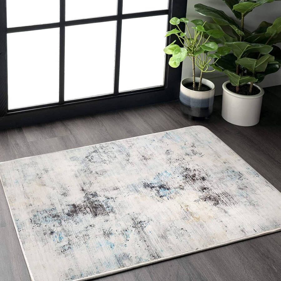 Vloerkleden vintage tapijt abstract modern zacht antislip voor woonkamer slaapkamer kantoor en binnendecoratie (80 x 120 cm grijs9)