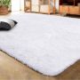 Vloerkleden voor de slaapkamer wollig zacht hoogpolig antislip tapijt woonkamer moderne tapijten wasbaar (80 x 120 cm wit) - Thumbnail 1