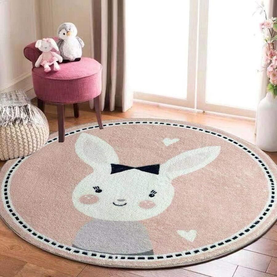 Vloerkleden voor kinderen Rond Tapijt Pluizig en Wasbaar Groot Gebiedsmat voor Kinderkamer en Woonkamer vloerkleed