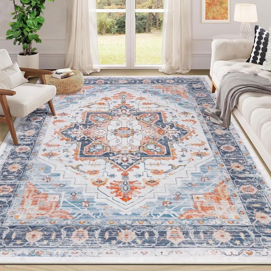 Vloerkleden voor woonkamer antislip en wasbaar 1 stuk boho stijl 240 x 300 cm