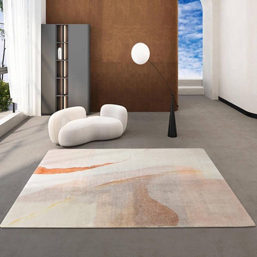 Vloerkleden voor woonkamer modern abstract tapijt zachtpolig eetkamer slaapkamer huisdecoratie antislip tapijt (bruin goud 160 x 200 cm)